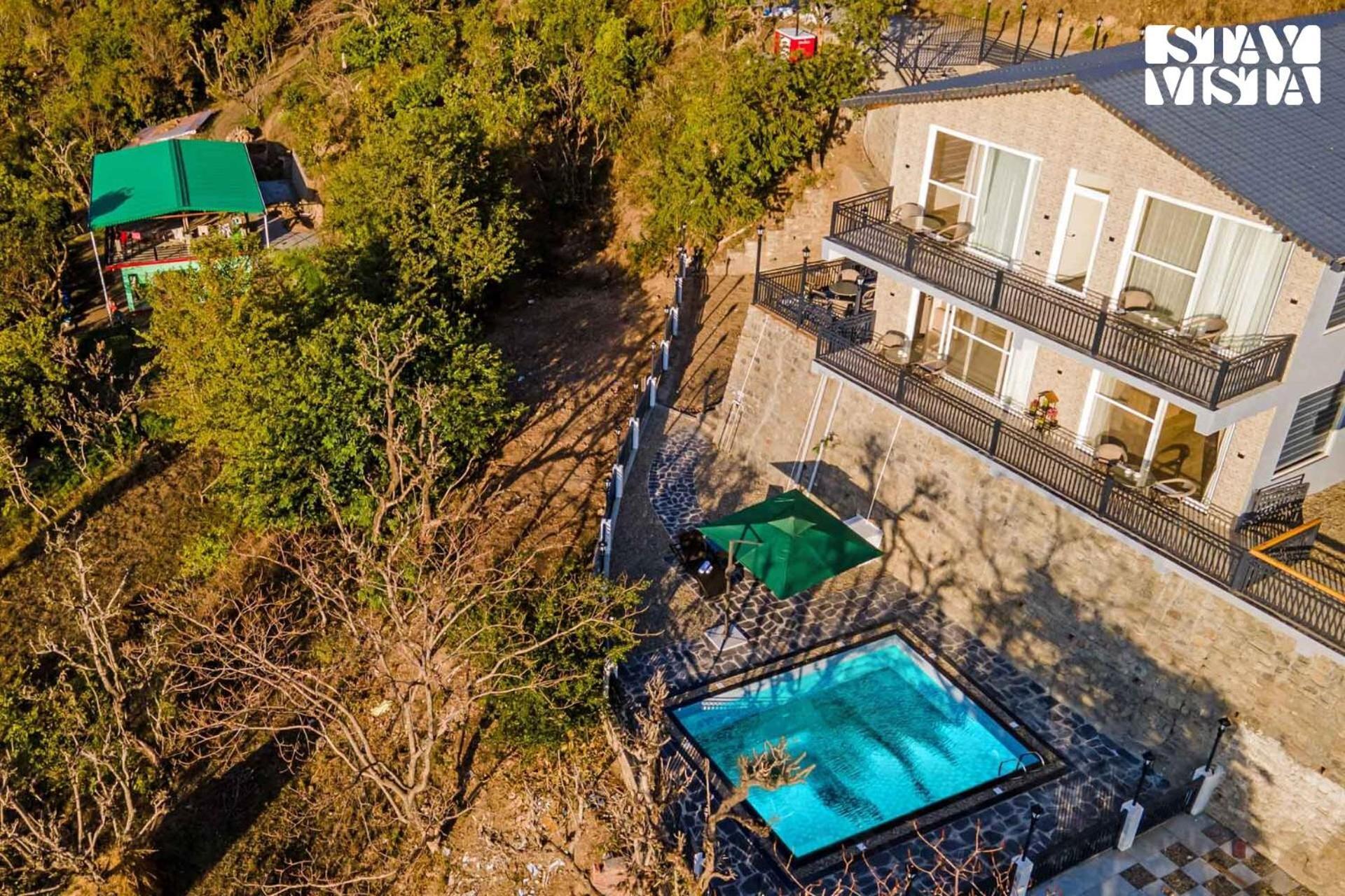 Stayvista At Sunset Springs With Pool & Views Nainital Bagian luar foto